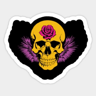 skull wing rose  abstract Sticker